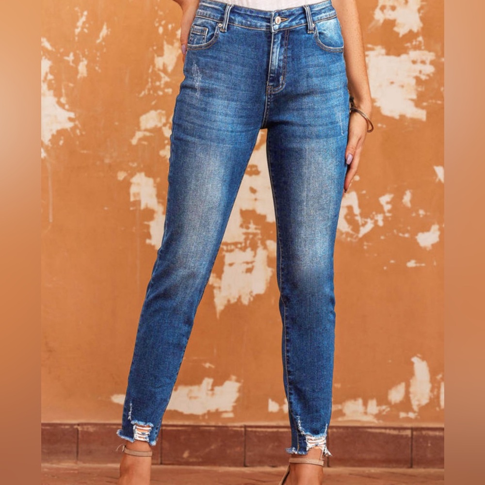 Raw ham, ankle length skinny jeans